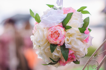 ball of pink and white roses