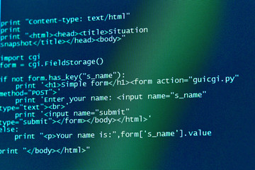 Programming code abstract screen of software developer. Computer script.