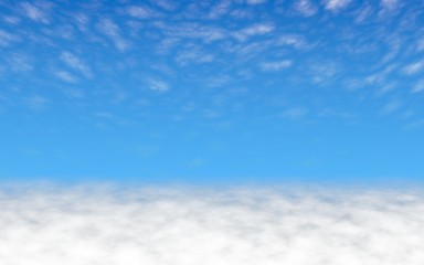 Fototapeta na wymiar Blue sky background with white clouds. Cumulus white clouds in the clear blue sky in the morning. 3D illustration