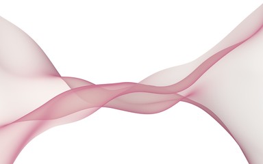 Abstract light red wave. Bright light red ribbon on white background. Abstract red smoke. Light red scarf. Raster air background. 3D illustration