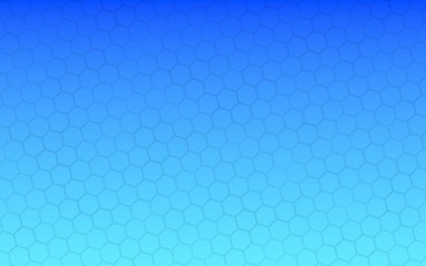 Translucent honeycomb on a gradient blue sky background. Perspective view on polygon look like honeycomb. Isometric geometry. 3D illustration