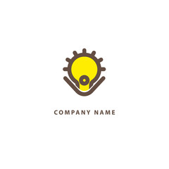 Travel agency logo. Icon design sun and leaf. Summer yellow sun and nature, travel logo.