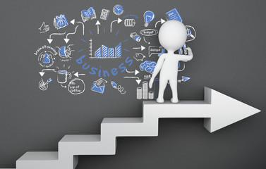 3d White people drawing business sketch