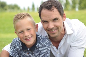 Fototapeta premium Father and son outside
