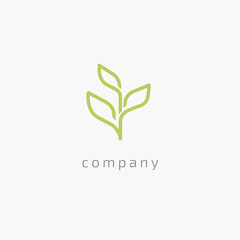 Tree leaf vector logo design, eco-friendly concept. Vector floral curve logo design.