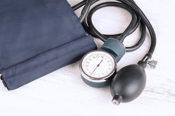 Close up view of person measuring his blood pressure