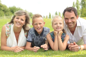 Happy family oustide