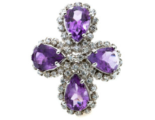 beauty of amethyst ring on white background