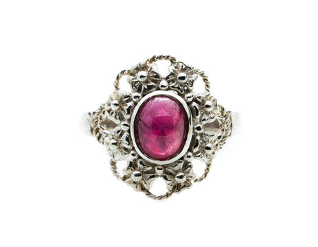 pink Ruby Ring on white background