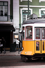 Naklejka na ściany i meble Classic old tram in Lisbon