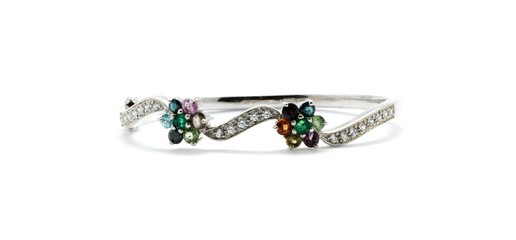 Beautiful of bracelet inlaid with gemstones isolated on white background