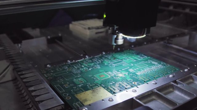 Printed circuit boards production factory. Technological process. Microchip production factory. Production of electric boards at factory
