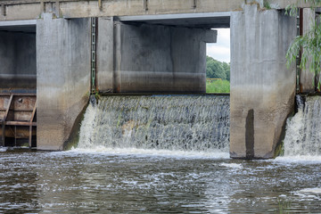 Main dam bridge in Dobrush. Belarus. Gomel region.