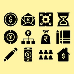 Dollar, dollar and cpu related premium icon set