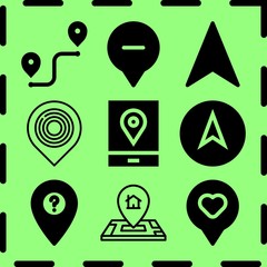 Simple 9 icon set of location related [iconsRandom:4] vector icons. Collection Illustration