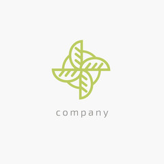 Tree leaf vector logo design, eco-friendly concept. Vector floral curve logo design.