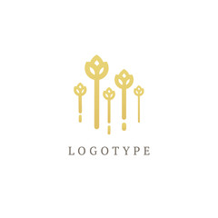 Vector luxury flower logo design. Ornate floral sign. Modern simple line art premium design vector element.