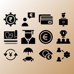 Yen, team and trophy related premium icon set