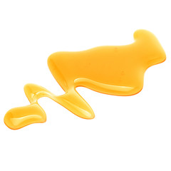 Sweet honey drips isolated on white background. Syrup droplet, nectar drops.