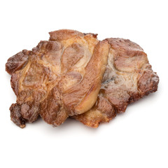 Cooked fried pork meat isolated on white background cutout