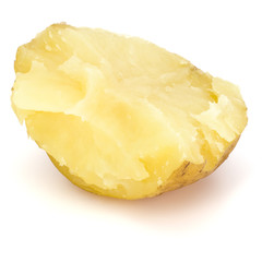 one boiled peeled potato half isolated on white background cutout