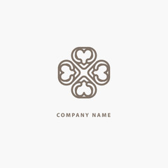 Vector floral luxury curve logo design. Round gold ornate frame. Vintage premium design vector element.