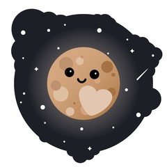 Obraz premium Cartoon dwarf planet pluto in the sky - isolated vector illustration