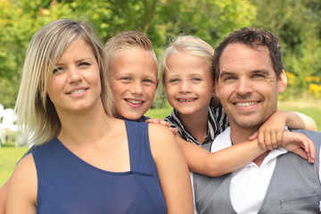 Happy family oustide