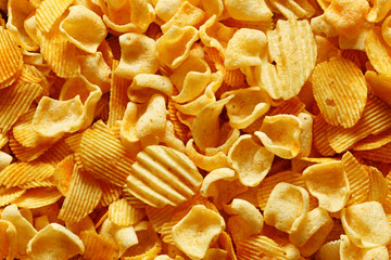 Chips and crisps potato from above