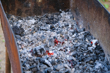 Charcoal in the brazier 