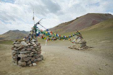 Dry mountain rang landscapes of the Indian Himalaya near Leh, Ladak, India.