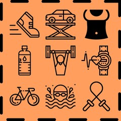 Fototapeta premium Simple 9 icon set of fitness related [iconsRandom:4] vector icons. Collection Illustration