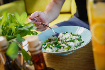 Grilled Chicken Caesar Salad with Cheese and Croutons
