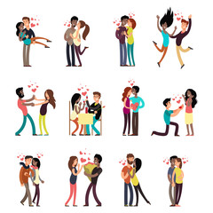 Happy young interracial couples in love