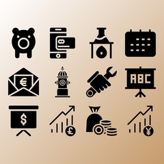Repair, flask and profits related premium icon set