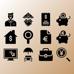 Loan, monitor and user related premium icon set