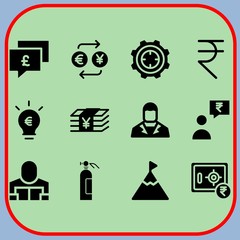 Simple 12 icon set of business related user, target, reader and pound sterling vector icons. Collection Illustration