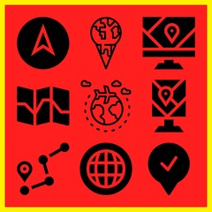 Simple 9 icon set of map related [iconsRandom:4] vector icons. Collection Illustration
