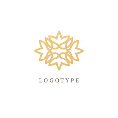 Vector floral luxury curve logo design. Ornate gold patten frame. Vintage premium design vector element.