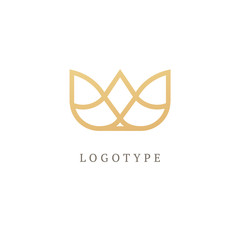 Vector imperial luxury crown logo design. Line art gold ornate symbol. Vintage premium king, queen vector sign.
