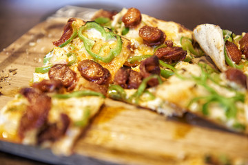 Pizza of Green pepper and chorizo