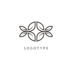 Vector floral luxury curve logo design. Leaf ornate frame. Vintage premium design vector element.