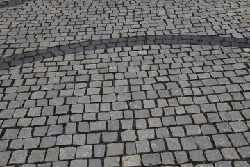 old cobbled surface of the road