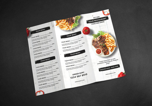 Trifold Restaurant Menu Brochure Layout