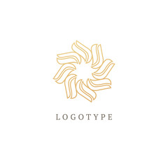 Vector floral luxury curve logo design. Round gold ornate frame. Vintage premium design vector element.