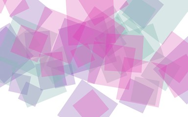 Obraz premium Multicolored translucent squares on white background. Pink tones. 3D illustration