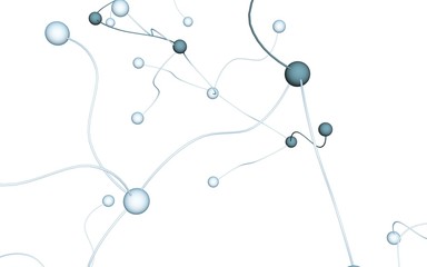 Neural network. Social network. Futuristic dna, deoxyribonucleic acid. Abstract molecule, cell illustration, mycelium. Light background. 3D illustration