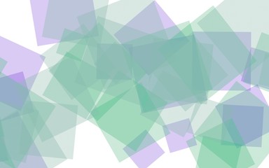 Multicolored translucent squares on white background. Green tones. 3D illustration