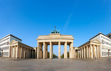 Fototapeta na wymiar Brandenburg Gate in Berlin, Germany, on a bright day with blue sky