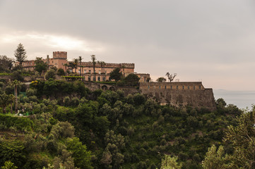 Fototapeta na wymiar panoramic view of Giusso castle in Vico Equense, a beautiful seaside town near Sorrento